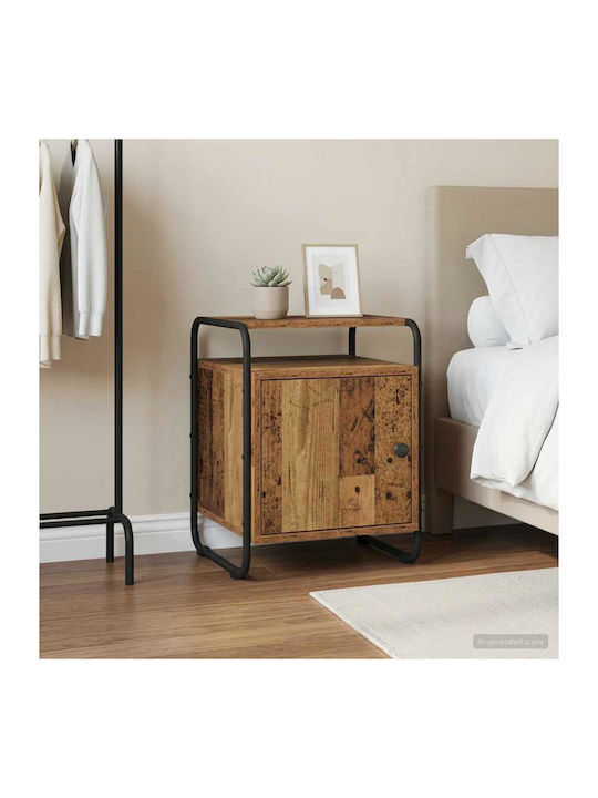 Wooden Bedside Table With Black Metal Legs 40x3...