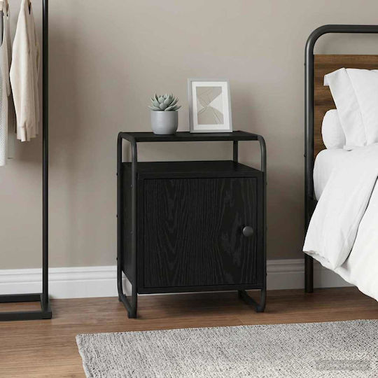 Wooden Bedside Table with Black Metal Legs 40x39.5x50cm