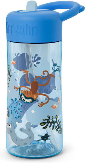 Affenzahn Tritan Kids Water Bottle Plastic with Straw Non Spill Unbelievable Underwater World 430ml
