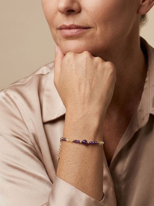 Elegant Adjustable Charlotte Bracelet Made Amethyst Citrine 925 Silver Gold Plated