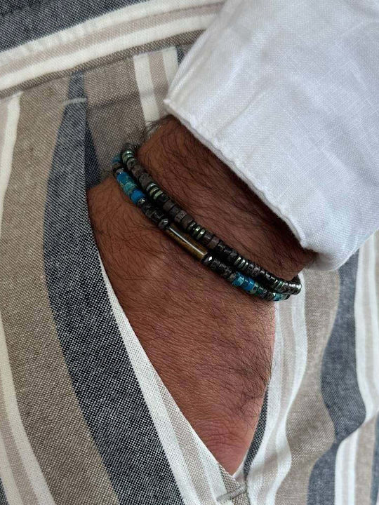Brățară Pentru Bărbați Caspian Rondelle Sediment Marin Hematit Ochi Protector Tigru