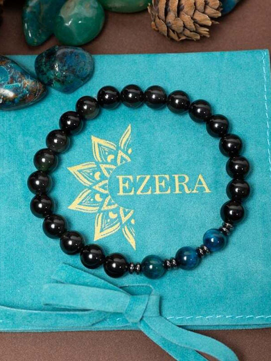 Brățară Handmade Pentru Bărbați Elam Din Ochi Protector Tigru Albastru Regal Obsidian Mărgele 8mm