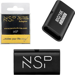 Nsp Μετατροπεας Type C Female To Type C Female 80gbps 240w 48v 5a Aluminium Black Nsp Μετατροπεας Type C Female To Type C Female 80gbps 240w 48v 5a Aluminium Black