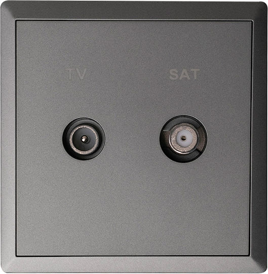 Πρίζα Tv-sat Διελεύσεως 10db Ανθρακί Ματ Lineme Gena 50-00634-19