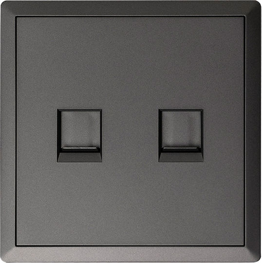 Double Data RJ45 Cat6 Anthracite Matte Lineme Gena 50-00630-19