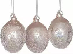Комплект Декоративни Стъклени Яйца Jup Belles Décorations 8080770 9236-3 Перлена Текстура Розови 9 См 3 Бройки