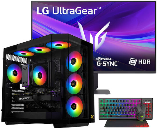Vengeance Gamer's Choice Midgard-V9 Гейминг Настолен Компютър Ryzen 7-9700X 32GB DDR5 1TB SSD GeForce RTX 5070 Без Операционна Система и Монитор LG UltraGear 27G411A-B IPS