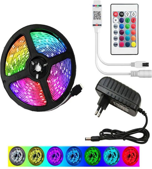 Rixme Ταινία LED Τηλεόρασης USB 5V RGB Φως 5m Τύπου SMD2835 με Τροφοδοτικό & Τηλεχειριστήριο