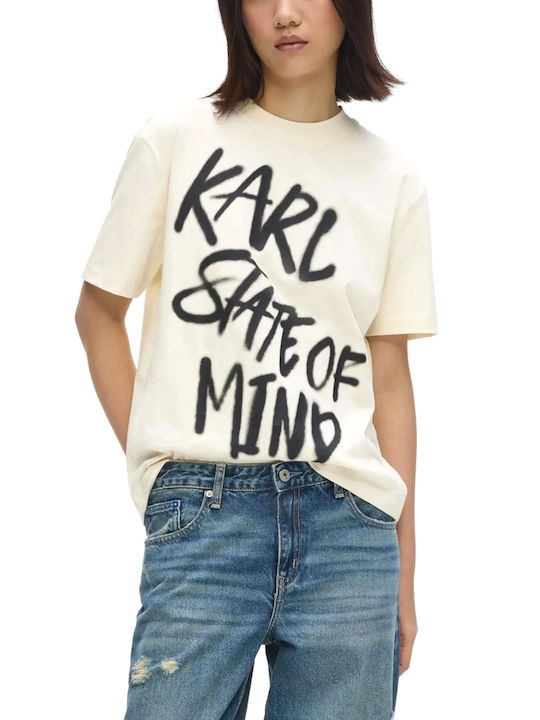 Karl Lagerfeld Karl T-Shirt Εκρου- Μαυρο