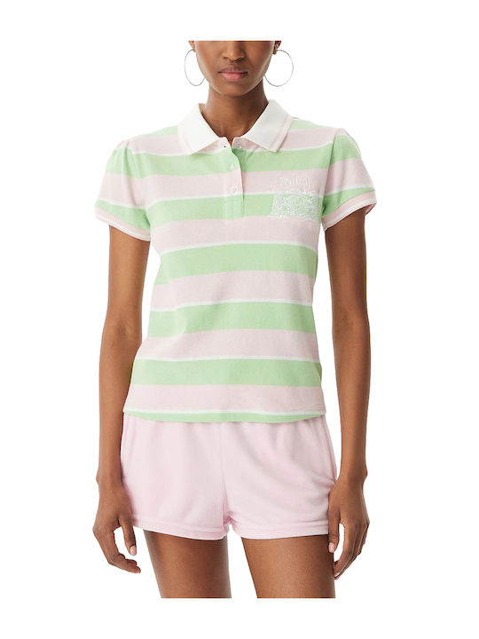 Juicy Couture Bluza Polo Damă Cu Dungi Verde Roz