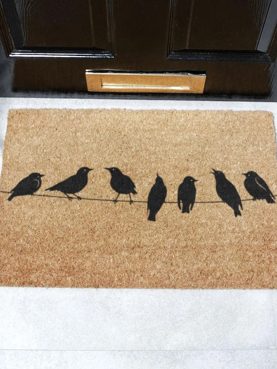 Artsy Mats Doormat Made of Coconut Tree with Non-Slip Backing Birds On Wire 60x40cm
