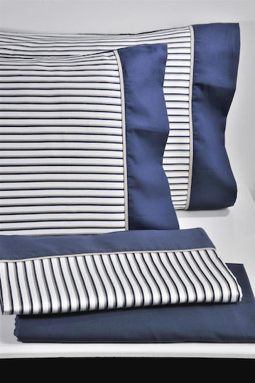 Down Town Home S-838 Σετ Σεντόνια Μονά 175x255εκ. Navy Blue (3τμχ)