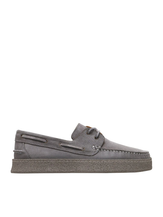 Καλογήρου Suede Ανδρικά Loafers σε Γκρι Χρώμα