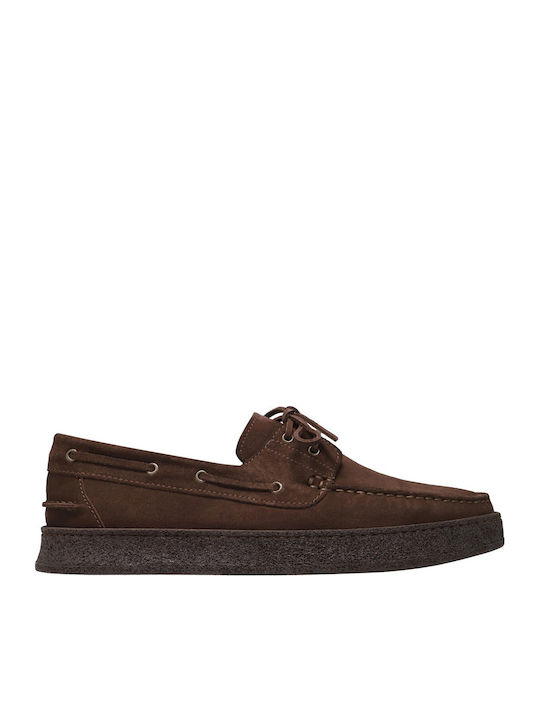 Καλογήρου Suede Ανδρικά Loafers σε Καφέ Χρώμα
