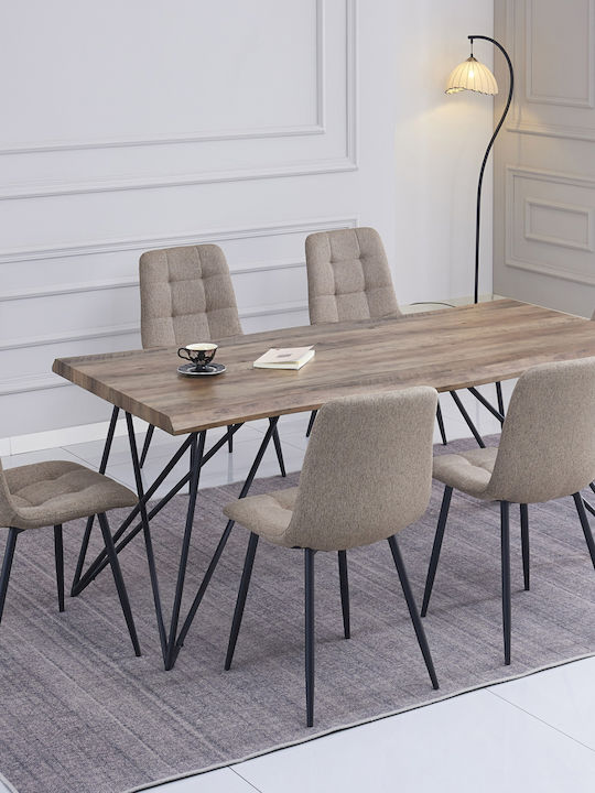 Esszimmermöbel-Set mit 6 Stücken 180x90cm