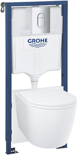 Grohe Bau Wall Mounted Plastic Toilet Flush Rectangular Low Pressure White
