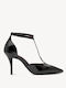 Pointed Toe Heels with Stiletto Heel and Strap Black
