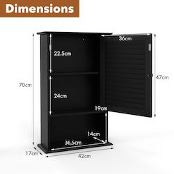 Costway Dulap de baie 70x16.5x42cm Negru JV14216DK