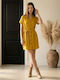 Sommer Mini Hemdkleid Gelb