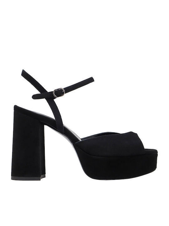 Kalogirou Suede Black Sandals Chloi
