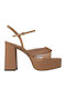Leather Brown Sandals Gold
