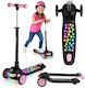 Ricokids Scuter Copii Pliabil 3 Roți Cu Iluminare LED Negru