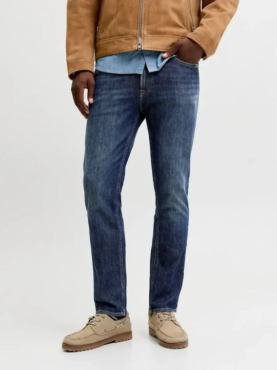 Men's Jeans Pants Elastic with Regular Fit Dark Blue Denim