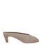 Suede Mules With Low Heel In Beige Colour