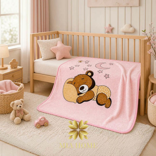 Mia Home Velvet Nursery Swaddling Baby Blanket Pink 80x110cm