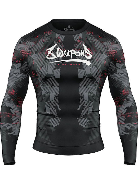 8 Weapons Männer Lange Ärmel Kampfsportshirt 8300017-3-BKRE für Jiu-Jitsu Schwarze
