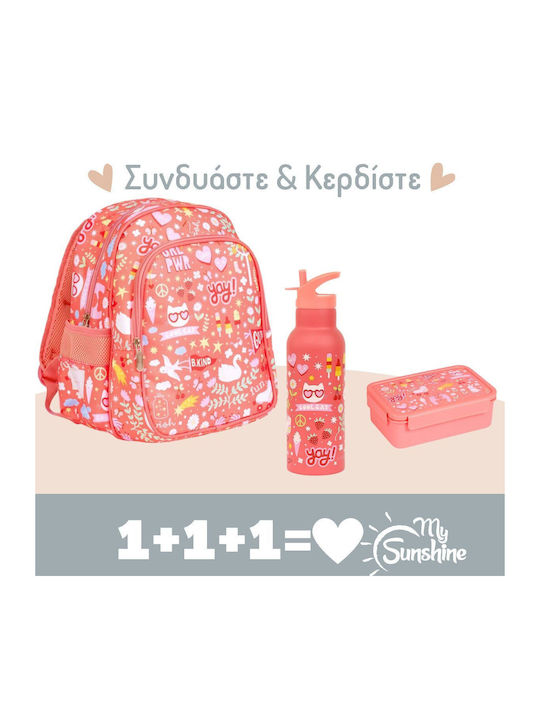 A Little Lovely Company Fun Σχολική Τσάντα Πλάτης Νηπιαγωγείου με Θήκη για Παγούρι Ροζ 19 x 10 x 32εκ