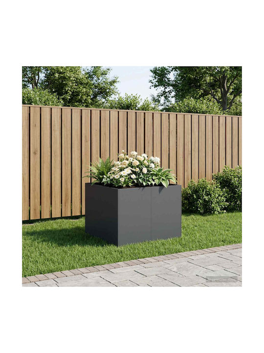 vidaXL Метална Саксия За Цветя Антрацит 80x80x60см
