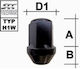 Wheel Nut 1/2 Unf Inch Inch Conical 60° Key 19 Black