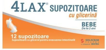 Solacium Pharma Supozitoare cu Glicerină 4Lax pentru Copii pentru Constipație 12 bucăți