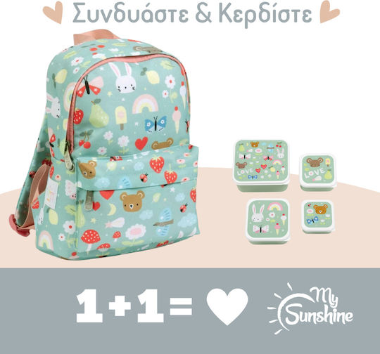 A Little Lovely Company Joy School Lunch Bag Handheld Green 23.5x10x30cm