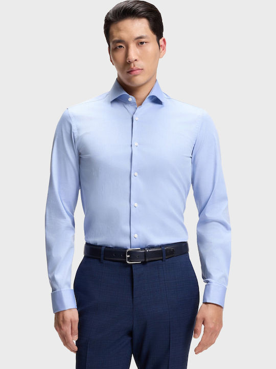 Boss Long Sleeve Shirt in Narrow Fit Striped Blue
