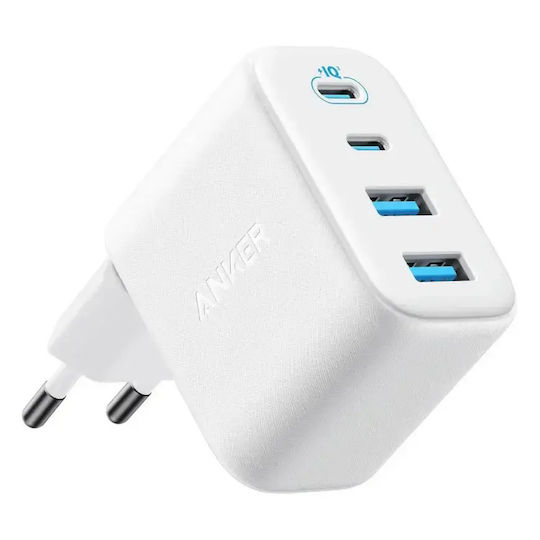 Anker Зарядно устройство с вграден кабел с 2 USB-A изходни порта и 2 USB-C изходни порта 50W Power Delivery Бял