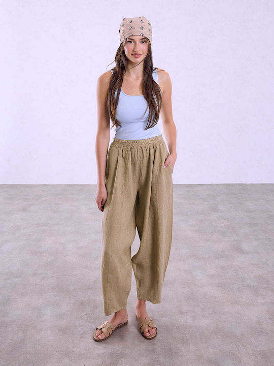 Celestino Women's Linen Barrel Loose Fit Camel ...