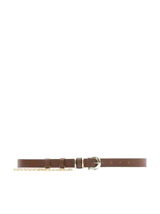 Leather Twist Дамски Кожен Колан Chain Кафяв