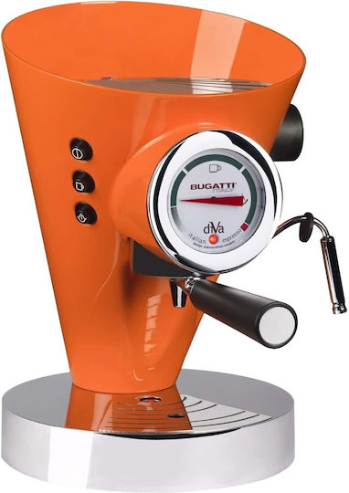 Casa Bugatti Diva Μηχανή Espresso 950W Πίεσης 15bar Πορτοκαλί