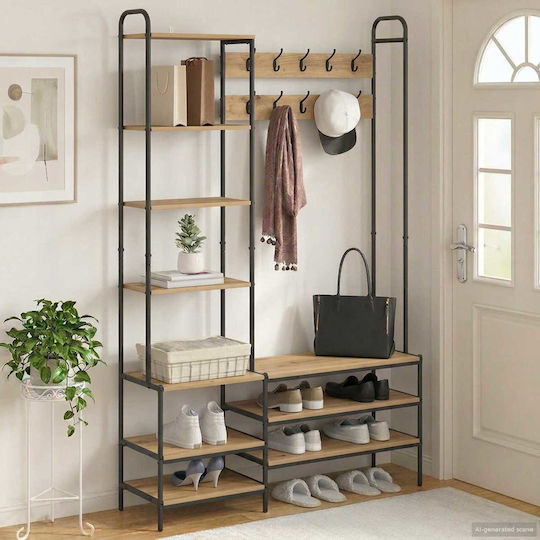 vidaXL Flurmöbel & Aufbewahrung mit Kleiderständer & Schuhregal Eiche 120.5x34x190cm