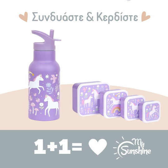 A Little Lovely Company Plastic Kids' Dinner Set Unicorns 0.35lt Purple