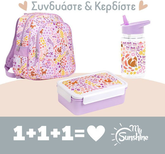 A Little Lovely Company Flower Garden Plastic Kids' Food Set Thermal Pink 32 x 27 x 19cm