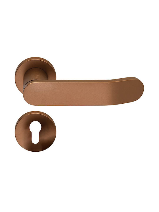 Ilavio Middle Door Lever with Rosette Pair Copper Aged