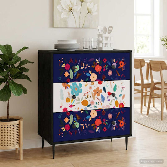 Chest of Drawers Wooden Mainz Floral Pattern 66x36.5x76cm