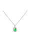 Ioannis Kosmima Necklace With Tear Design In 9 K White Gold With Green Zircon