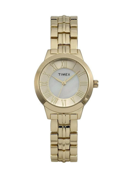 Timex Women's Watch 30mm Battery with Gold Metal Bracelet