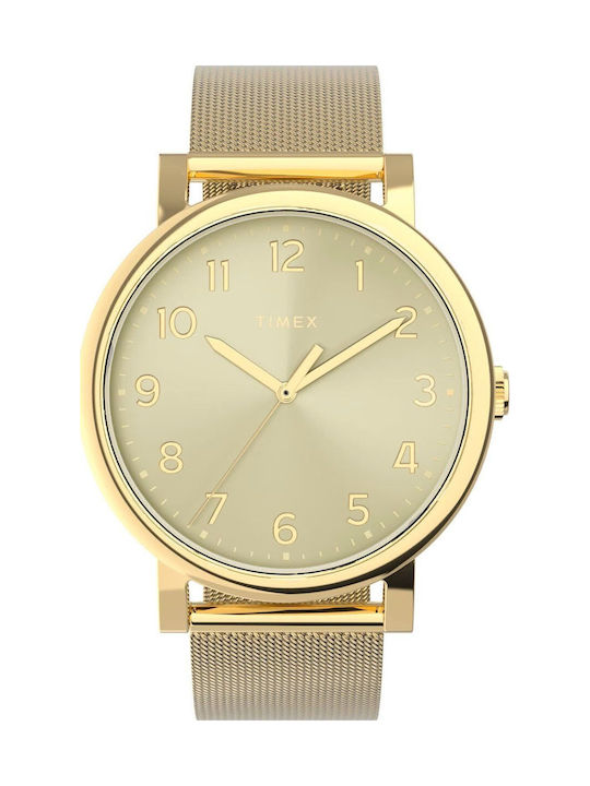 Timex Γυναικείο Ρολόι 21mm Μπαταρίας με Λευκό Μεταλλικό Μπρασελέ