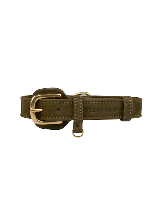 William Walker Waterproof Leather Dog Collar Nubuck Green Heritage Collection XLarge 50cm