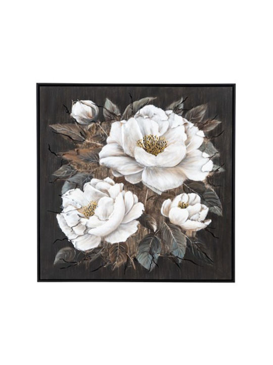 Gemälde Segeltuch Weiße Blumen Rahmen 80x80 cm ...